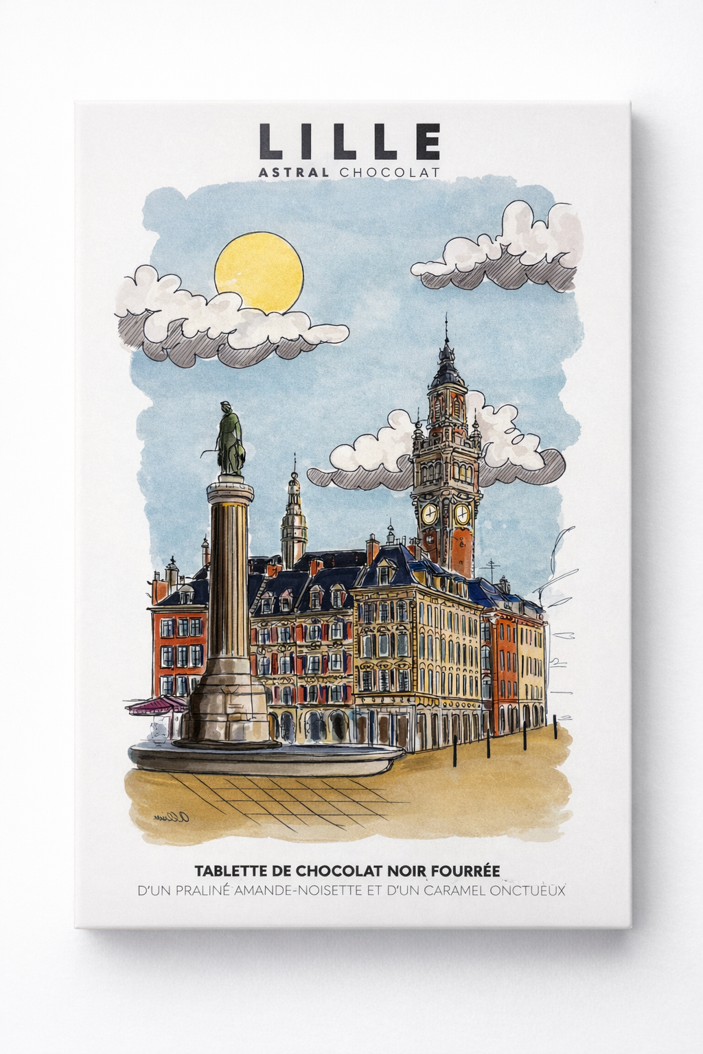 Tablette Lille chocolat noir 70% & praliné amandes-noisettes caramel