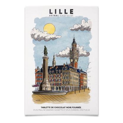 Tablette Lille chocolat noir 70% & praliné amandes-noisettes caramel