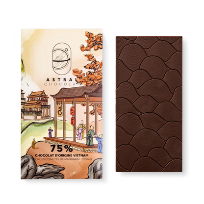 Chocolat d'origine Vietnam 75% - Écorces confites de mandarine Iyokan