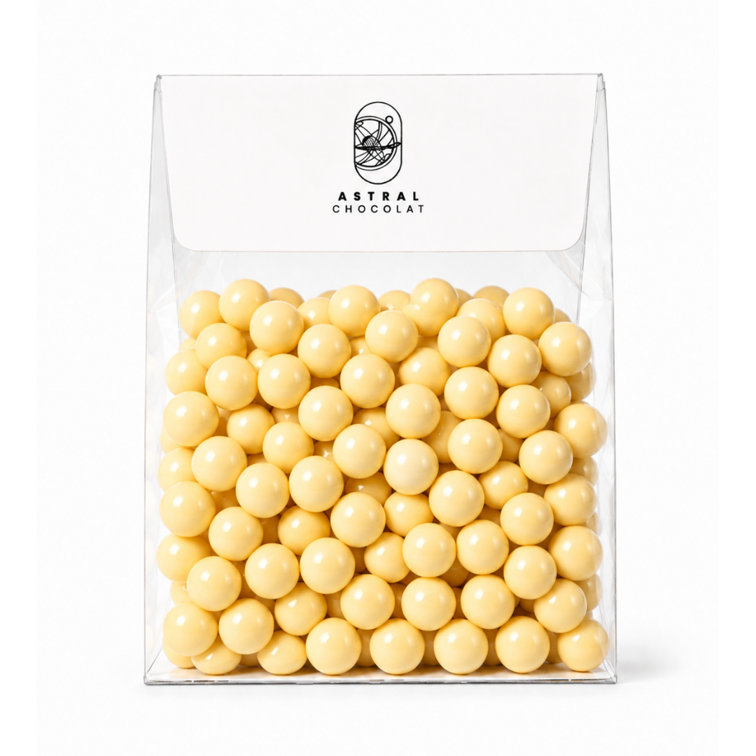 Mini billes soufflées enrobées de Chocolat Blanc Citron