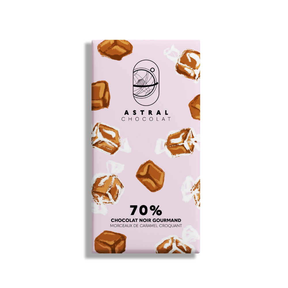 Chocolat Noir 70% - Morceaux de caramel croquant