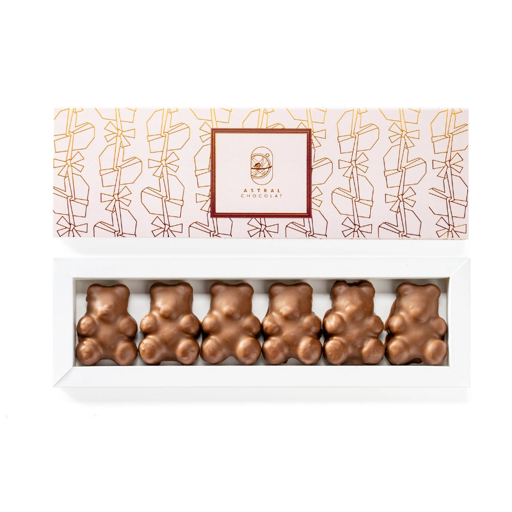 Coffret de 6 Oursons Guimauves Vanille (Lait / Noir / Mixte)