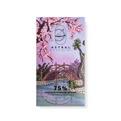 Chocolat d'origine Vietnam 75% - Graines et pâte de sésame noir