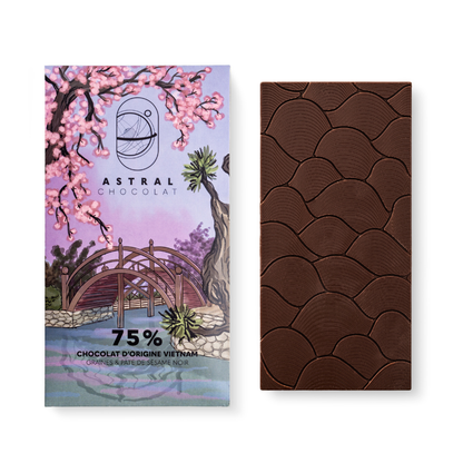 Chocolat d'origine Vietnam 75% - Graines et pâte de sésame noir