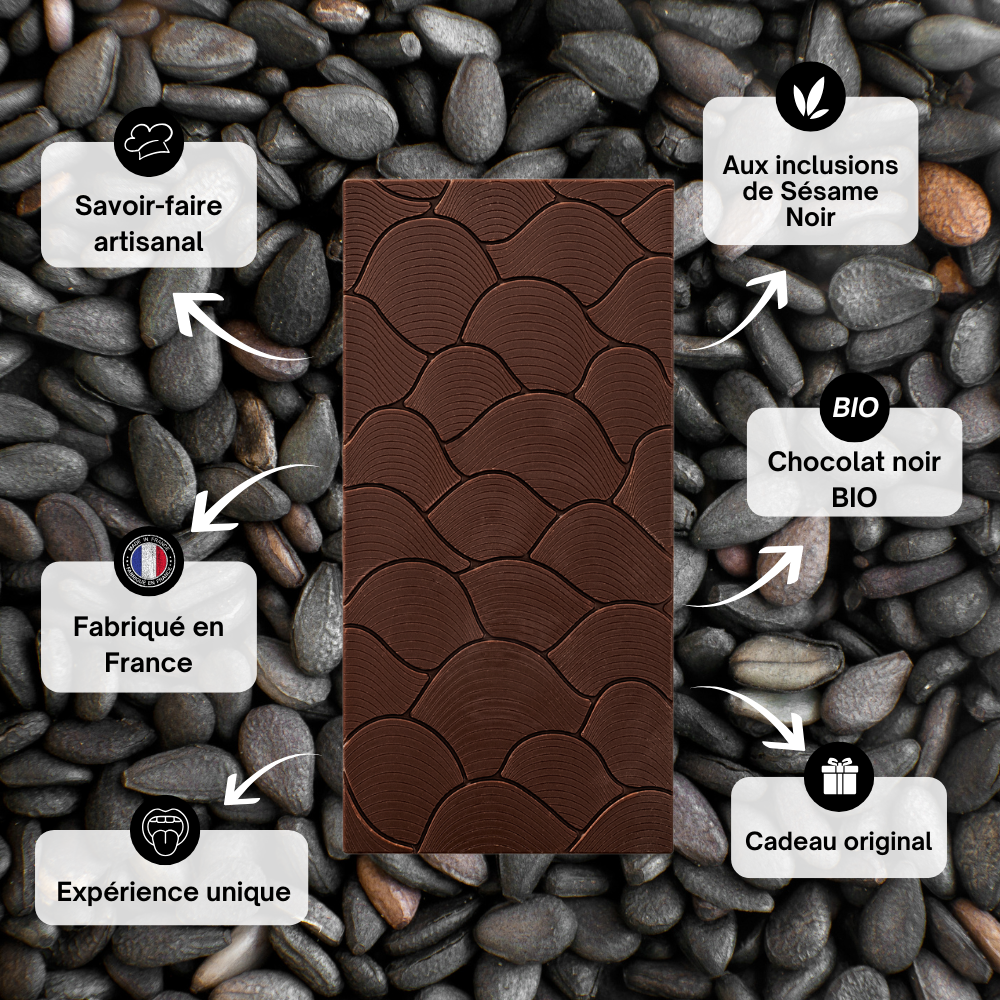 Chocolat d'origine Vietnam 75% - Graines et pâte de sésame noir