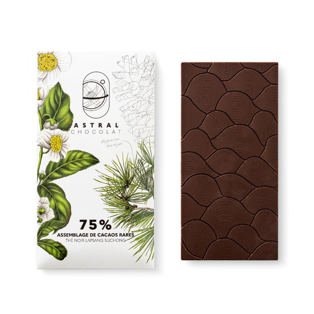 chocolat au thé, thé lapsang souchong, thé asie, chocolat 75%, chocolat infusion